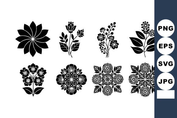 Black Floral Ornamental Design Elements Graphics and Illustrations