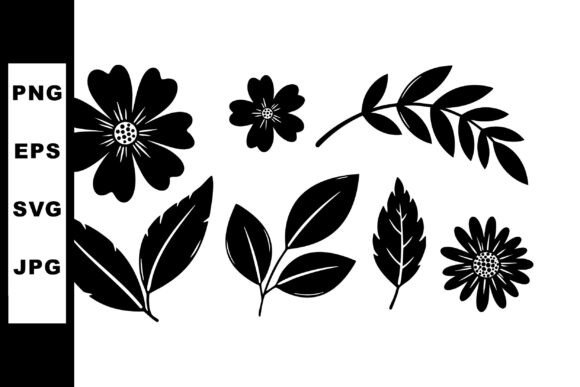 Black Silhouette Floral Elements with Le Graphics and Illustrations