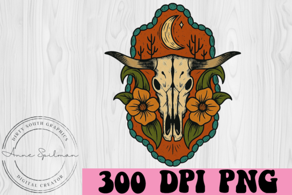 Bull Skull Horns Floral Desert Scene Graphics & Illustrations Review