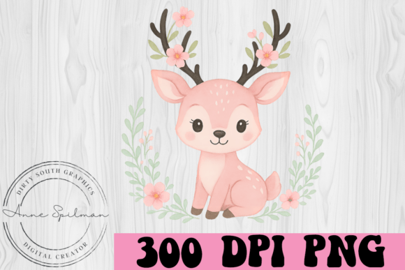 Cute Floral Deer Frame Graphics for Illustrations