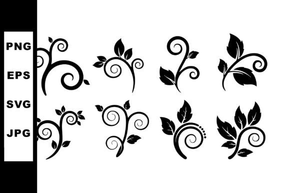 Decorative Black Floral Swirl Design Ele Graphics and Illustrations