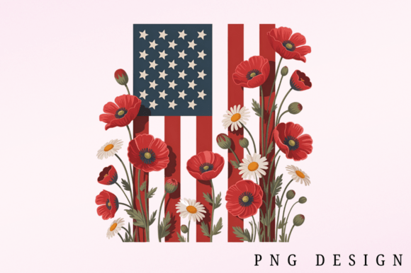 Floral American Flag PNG Design: Graphics and Illustrations for Local Brands