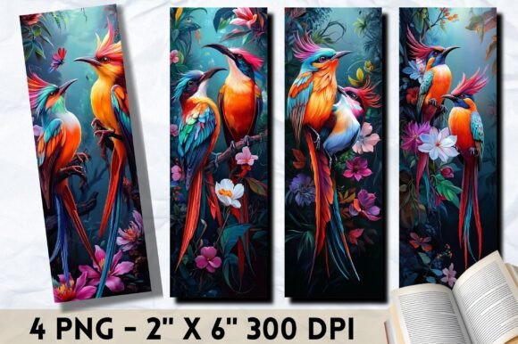 Floral and Bird Bookmark Template: Graphics and Illustrations for Editorial Polish
