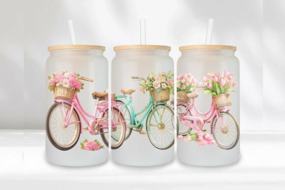 Floral Bikes 16oz Glass Can Wrap Graphics and Illustrations Review