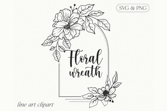 Floral Botanical Fine Line Art Wreath Graphics Review