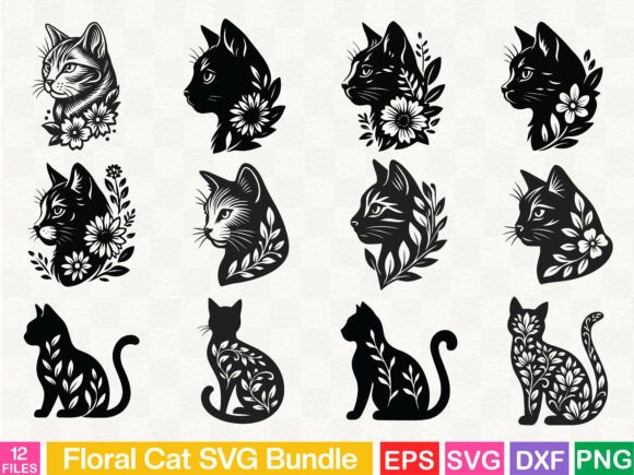 Floral Cat SVG Bundle Graphics and Illustrations Review