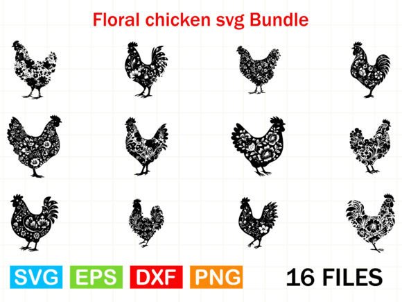 Floral Chicken Svg Bundle: A Fresh Graphic Design Asset for Modern Illustrations