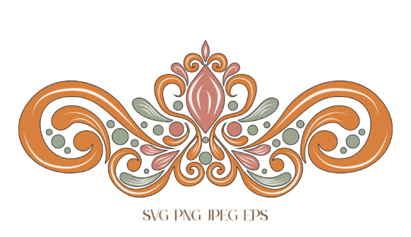 Floral Colored Baroque Flourish SVG: Premium Graphics for Editorial Illustrations