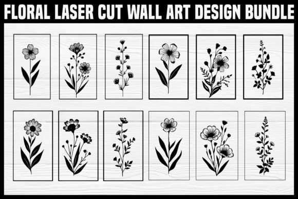 Floral Laser Cut Wall Art Design Bundle Graphics