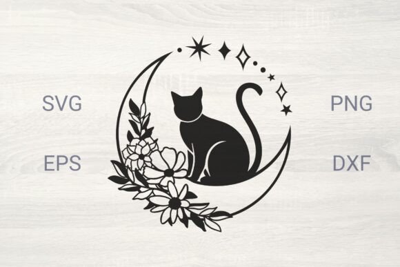 Floral Moon and Cat SVG Graphics and Illustrations Review