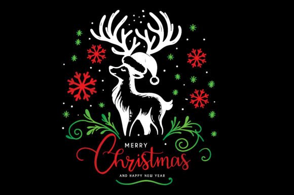 Floral Reindeer Christmas Artwork Graphics and Illustrations Review