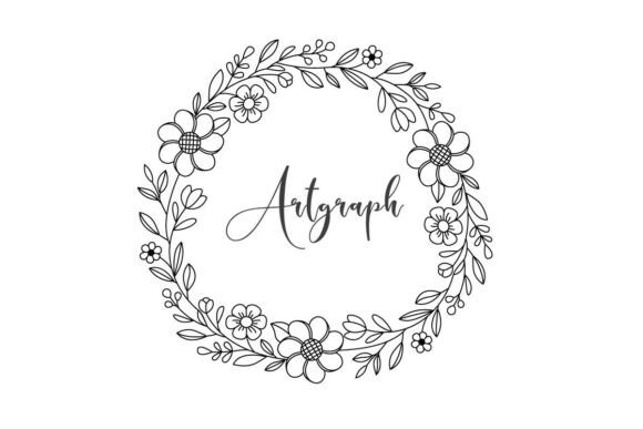 Hand Drawn Floral Frame SVG Graphics and Illustrations Review