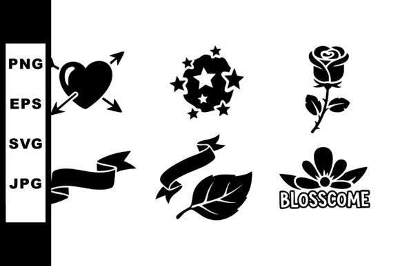 Love Heart with Arrows, Floral Elements, Graphics and Illustrations