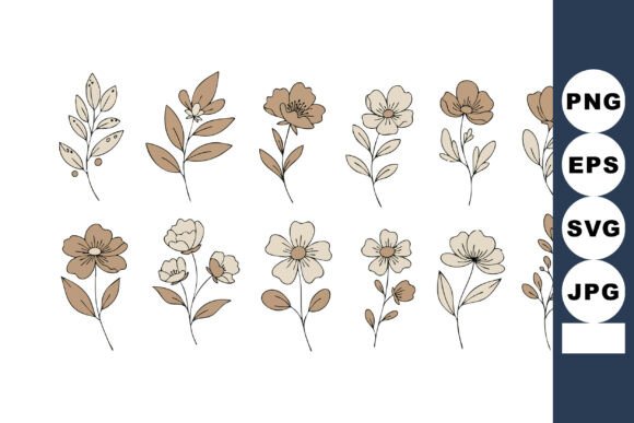 Minimalist Brown and Beige Floral Vector for Graphics and Illustrations