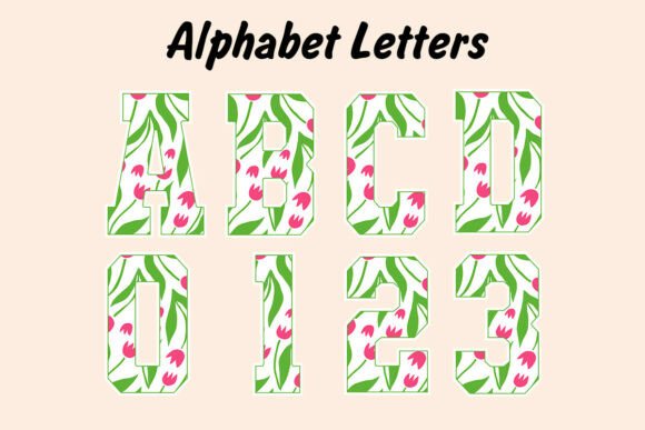 Pink Preppy Retro Floral Alphabet PNG Graphics & Illustrations
