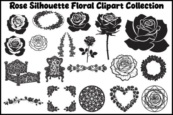 Rose Silhouette Floral Clipart Graphics and Illustrations Review