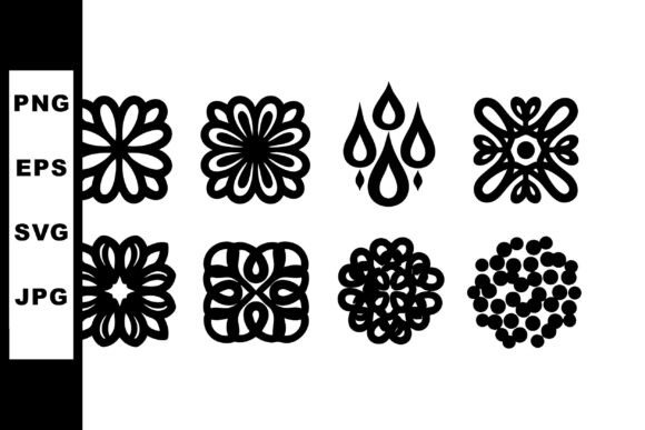 Set of Eight Black Floral Ornamental Vec Graphics and Illustrations Review