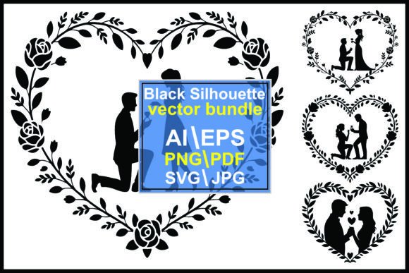 Silhouette of Proposal Within Floral Graphics and Illustrations Review