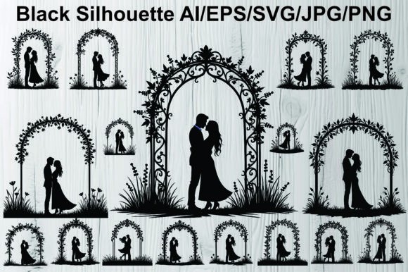 Silhouette Under Floral Wedding Couple Review