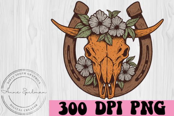 Skull Horns Horseshoe Floral Graphics and Illustrations Review