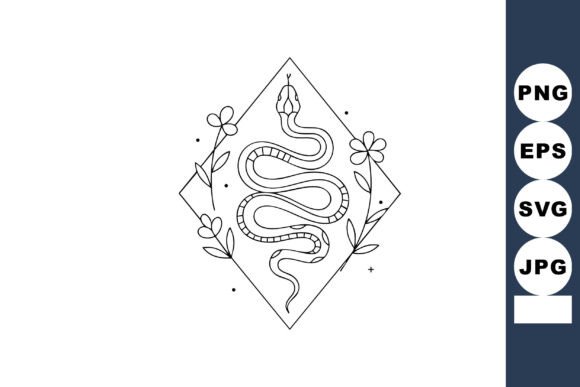 Snake with Floral Elements and Geometric Review
