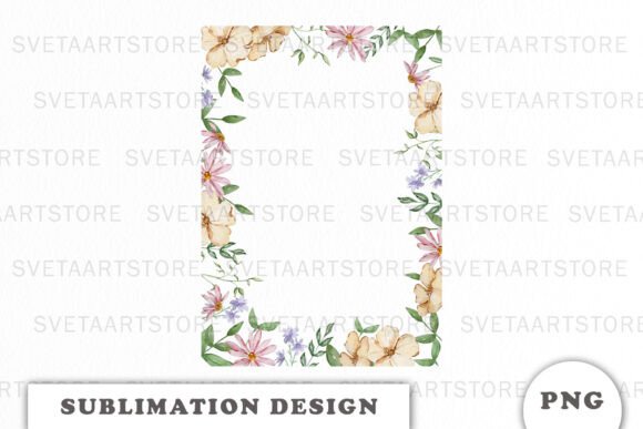 Watercolor Garden Floral Frame Png Graphics and Illustrations